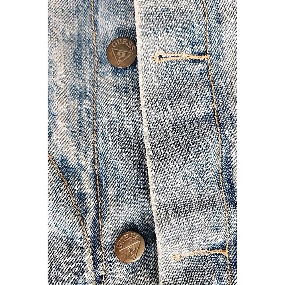 Vintage 80s Georges Marciano for GUESS? Womens Med Jean Jacket Triangle x2 Rare - Picture 7 of 16